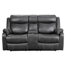 Yerba Double Lay Flat Reclining Loveseat with Center Console in Gray - 9990GY-2