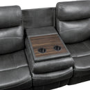 Yerba Double Lay Flat Reclining Sofa with Center Drop-Down Cup Holders in Gray - 9990GY-3