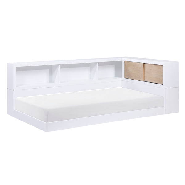 Asker (4) Twin Bookcase Corner Bed in Brown/White - B2012BCT-1BC*