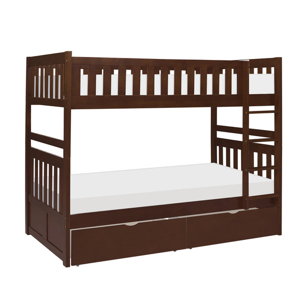 Rowe (4) Twin/Twin Bunk Bed with Storage Boxes in Cherry - B2013DC-1*T