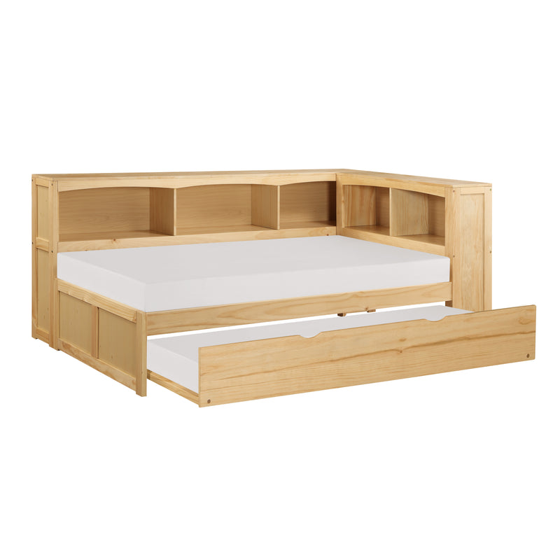 Bartly (4) Twin Bookcase Corner Bed with Twin Trundle in Natural - B2043BC-1BCR*