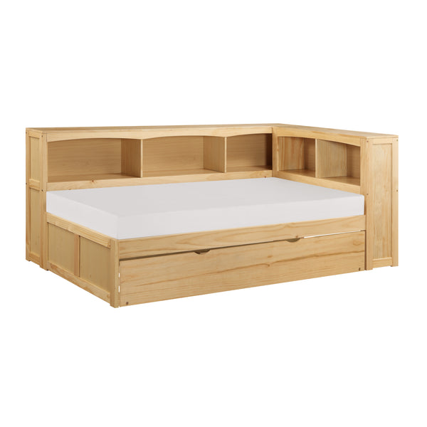 Bartly (4) Twin Bookcase Corner Bed with Twin Trundle in Natural - B2043BC-1BCR*