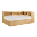Bartly (4) Twin Bookcase Corner Bed with Storage Boxes in Natural - B2043BC-1BCT*