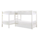 Galen (4) Corner Bunk Bed with Twin Trundle in White - B2053CNW-1R*