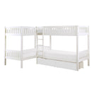 Galen (4) Corner Bunk Bed with Storage Boxes in White - B2053CNW-1T*