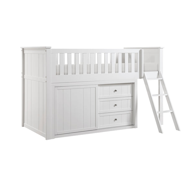Galen (4) Low Loft Bunk with Dresser in White - B2053LLW-1*DR