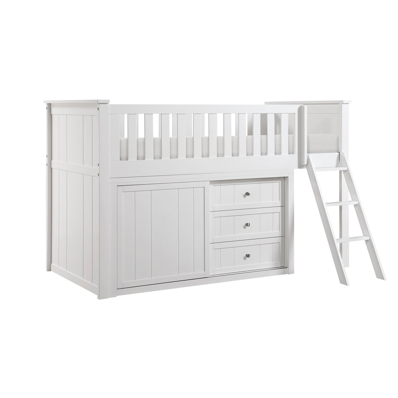 Galen (4) Low Loft Bunk with Dresser in White - B2053LLW-1*DR