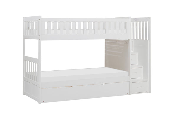 Galen (5) Twin/Twin Step Bunk Bed with Twin Trundle in White - B2053SBW-1*R