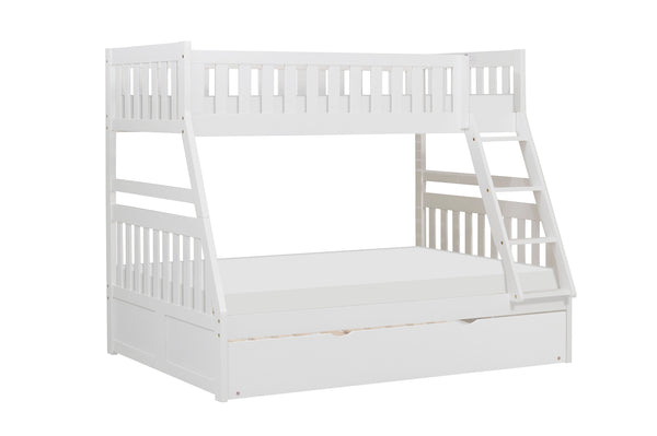 Galen (4) Twin/Full Bunk Bed with Twin Trundle in White - B2053TFW-1*R