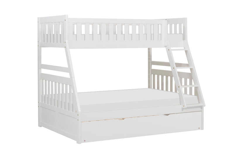Galen (4) Twin/Full Bunk Bed with Twin Trundle in White - B2053TFW-1*R