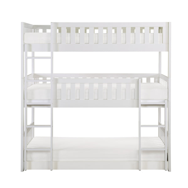 Galen (3) Triple Bunk Bed in White - B2053TTTW-1*