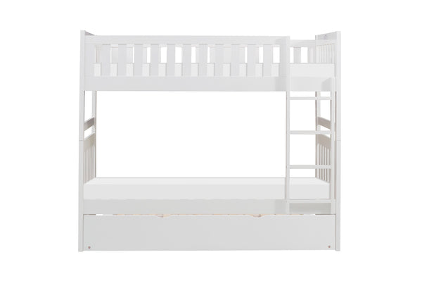 Galen (4) Twin/Twin Bunk Bed with Twin Trundle in White - B2053W-1*R