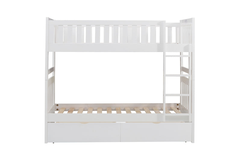 Galen (4) Twin/Twin Bunk Bed with Storage Boxes in White - B2053W-1*T