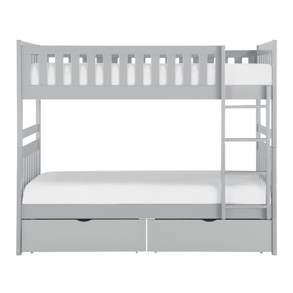 Orion (4) Twin/Twin Bunk Bed with Storage Boxes in Gray - B2063-1*T
