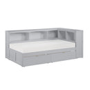 Orion (4) Twin Bookcase Corner Bed with Storage Boxes in Gray - B2063BC-1BCT*