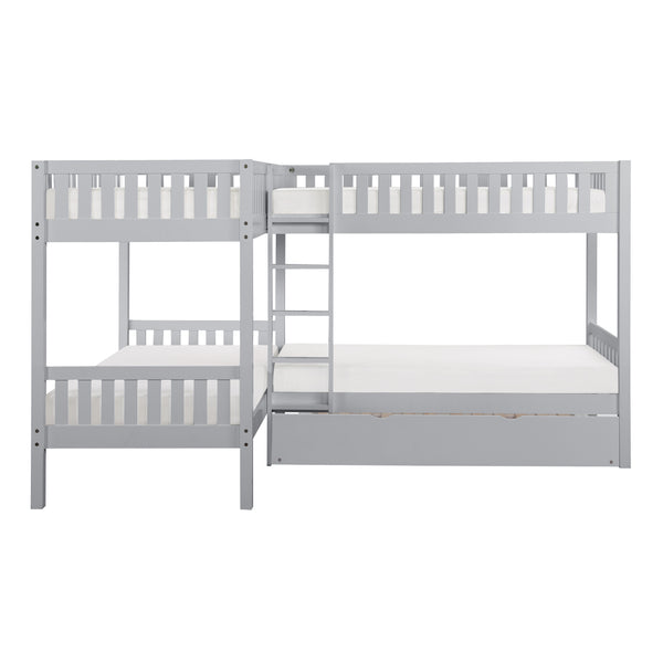 Orion (4) Corner Bunk Bed with Twin Trundle in Gray - B2063CN-1R*