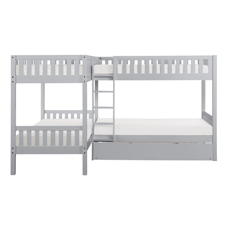 Orion (4) Corner Bunk Bed with Twin Trundle in Gray - B2063CN-1R*