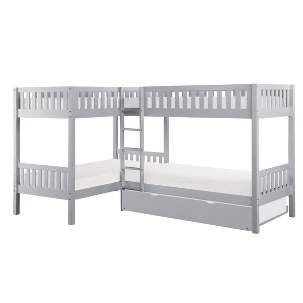 Orion (4) Corner Bunk Bed with Twin Trundle in Gray - B2063CN-1R*