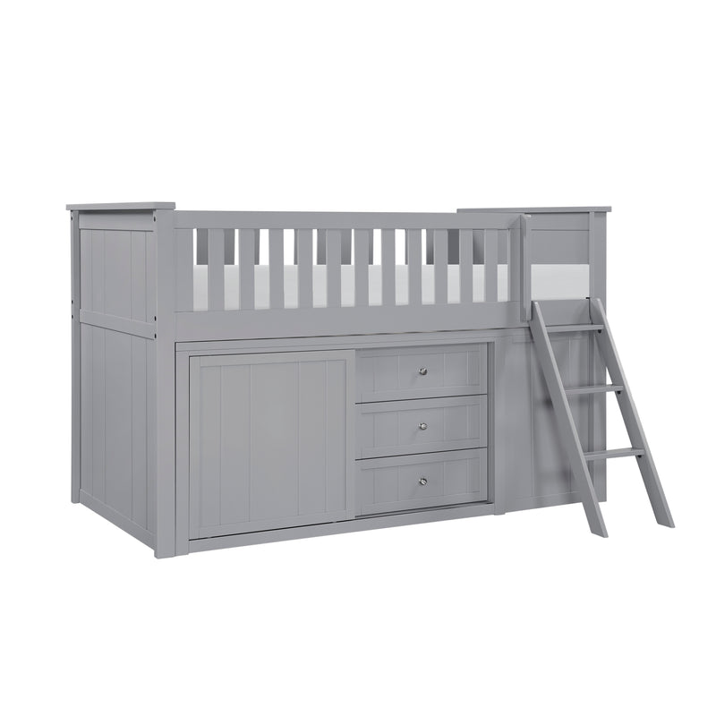 Orion (5) Low Loft Bunk with Bookcase and Dresser in Gray - B2063LL-1*BCDR