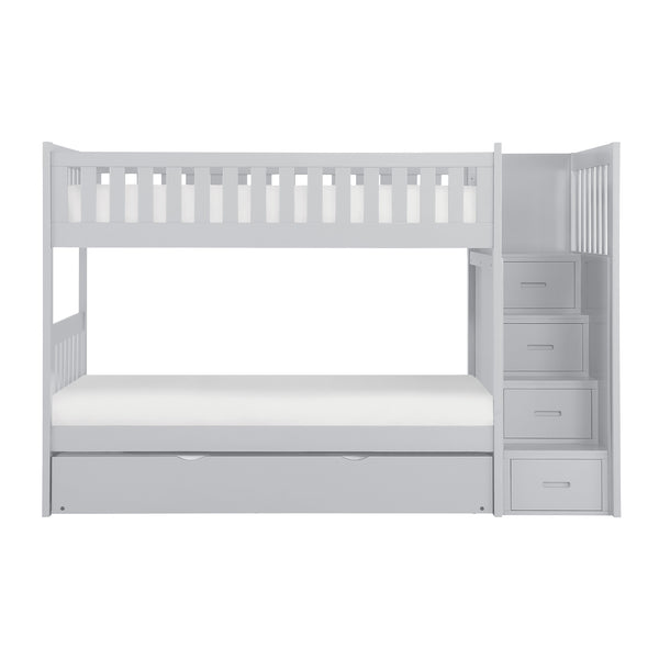 Orion (5) Twin/Twin Step Bunk Bed with Twin Trundle in Gray - B2063SB-1*R