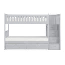 Orion (5) Twin/Twin Step Bunk Bed with Storage Boxes in Gray - B2063SB-1*T