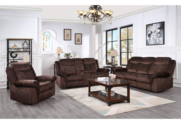 U2200 DOMINO COFFEE POWER RECLINING SOFA/POWER CONSOLE RECLINING LOVESEAT WITH POWER SWITCH/POWER RECLINER