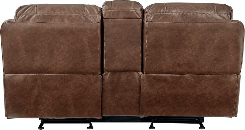 Mesquite Brown PRI Living Room Glider Reclining Loveseat with Cupholders and Power Outlets