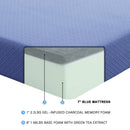 Leo 7" Blue Gel-Infused Memory Foam Mattress And Pillow Set