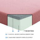 Leo 7" Pink Gel-Infused Memory Foam Mattress And Pillow Set