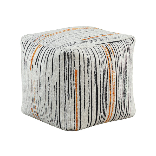 Poplar Pouf in Black/Multi/Orange - P31008