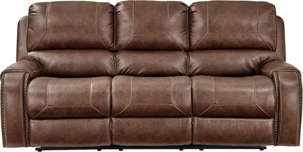 Mesquite Brown PRI Dual Reclining Sofa with Hidden Console for Electronics Charging