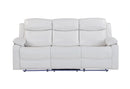 U6026 Blanche White Reclining Sofa with LED