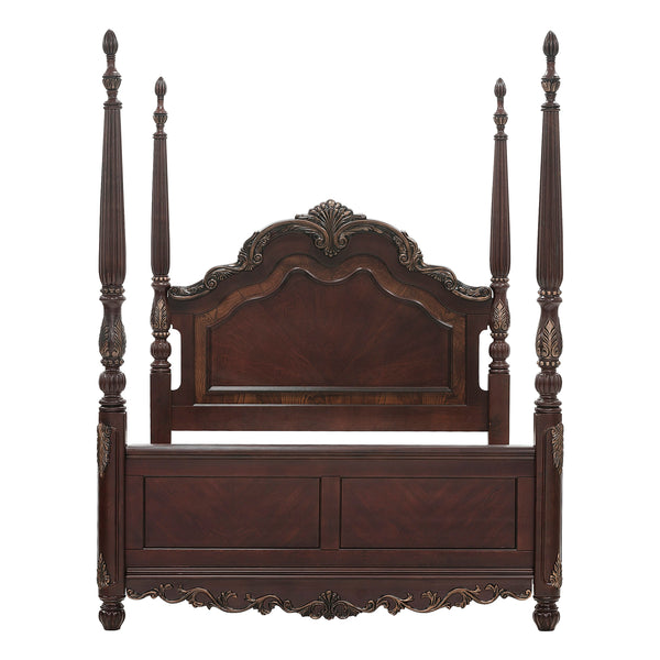 Deryn Park Eastern King Poster Bed in Cherry/Metallic Accent - Traditional - 2243K-1EK