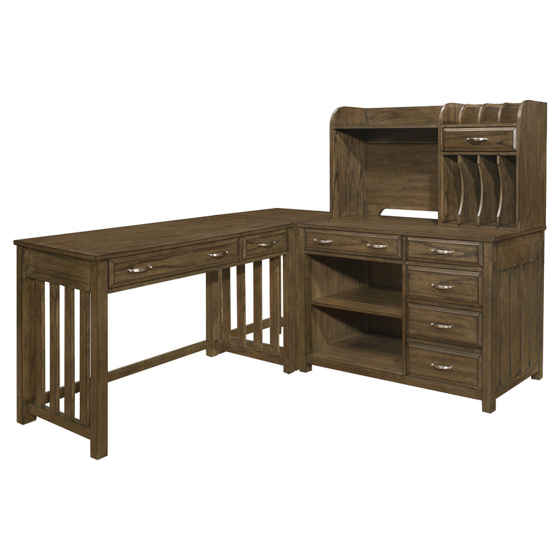 Blanche 4pc Corner Desk (Desk+Corner+Credenza+Hutch) in Brown - 4522*4
