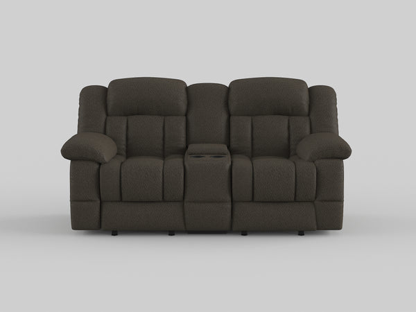 Laurelton Double Glider Reclining Loveseat with Center Console in Brown - 9636-2