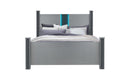 LOGAN SILVER QUEEN BED, DRESSER, MIRROR AND NIGHTSTAND