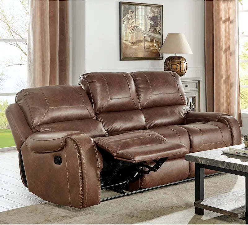 Mesquite Brown PRI Dual Reclining Sofa with Hidden Console for Electronics Charging