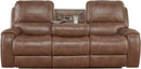Mesquite Brown PRI Dual Reclining Sofa with Hidden Console for Electronics Charging